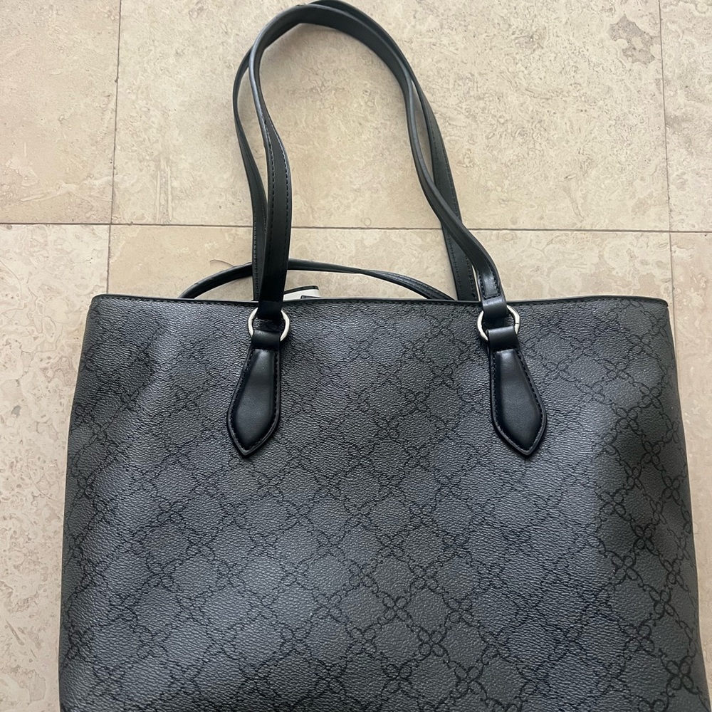 Nine West Black Structured Tote with Leather Trim - Picture 2 of 6